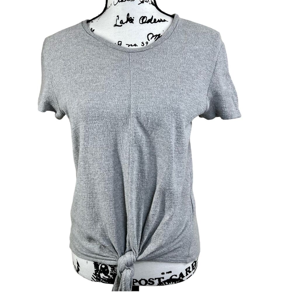 Madewell Texture & Thread Modern Tie-Front Top Grey size S lagenlook basic